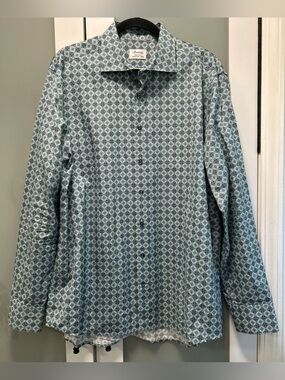 Stenströms Geometric Men’s Button Down Shirt Size 44(XL) Double Cotton
